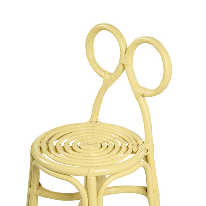 Kids Chair Natural Rattan Yellow Boho Handmade
