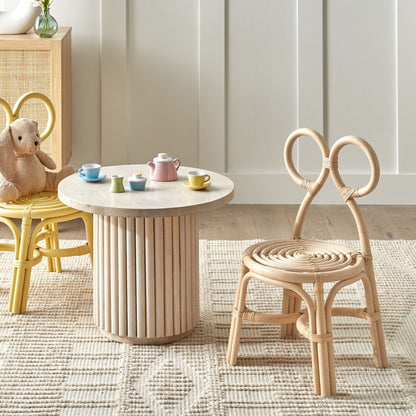 Kids Chair Round Rattan Seat Boho Handmade For Indoor Outdoor Playroom Decor