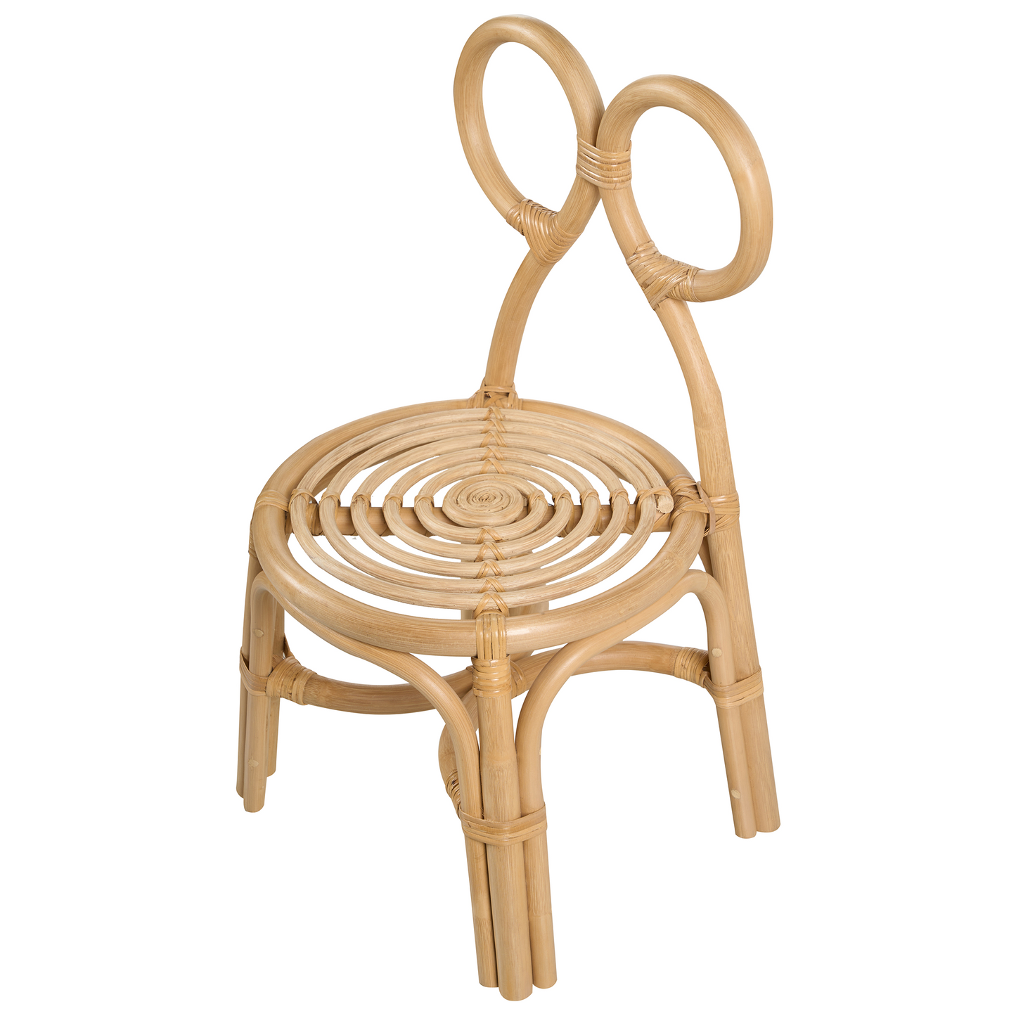 Kids Chair Round Rattan Seat Boho Handmade For Indoor Outdoor Playroom Decor
