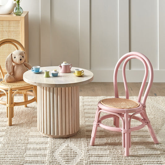 Kids Chair Natural Rattan Pink 32 x 38 x 57cm Handmade