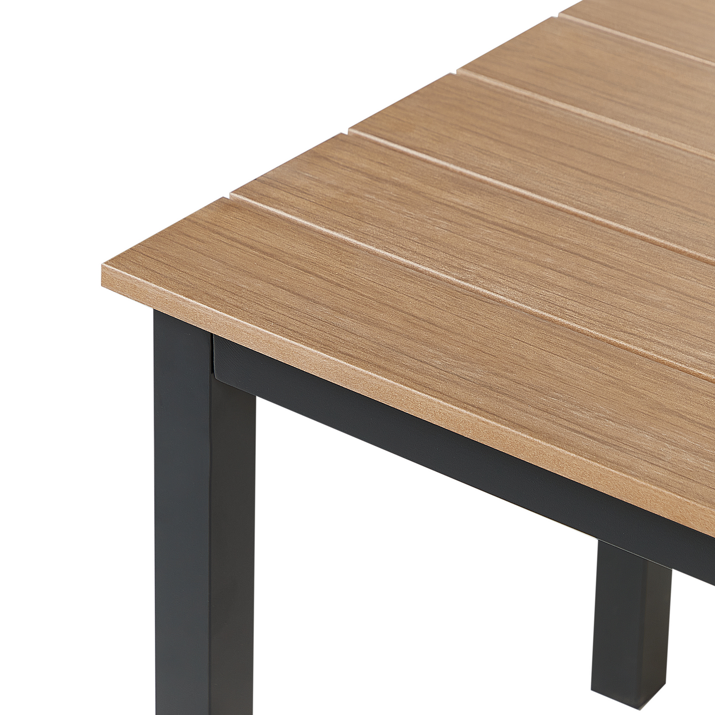 Garden Outdoor Coffee Table Light Plastic Wood Top 96 x 52 Black Aluminium Frame Durable