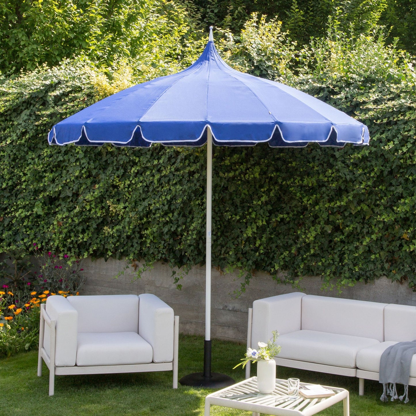Garden Market Parasol Blue 2.45m Aluminium Pole