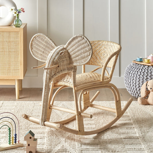 Garden Kids Elephant Rocking Chair Natural Rattan Patio Indoor