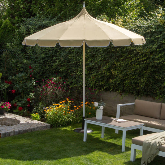 Garden Market Parasol Beige Aluminium Pole 2.45m Outdoor Shade