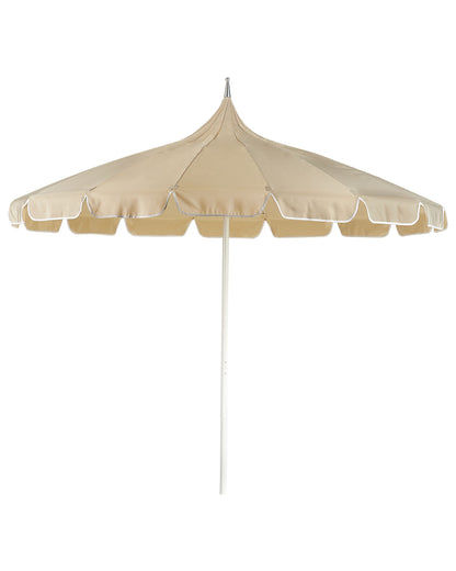 Garden Market Parasol Beige Aluminium Pole 2.45m Outdoor Shade