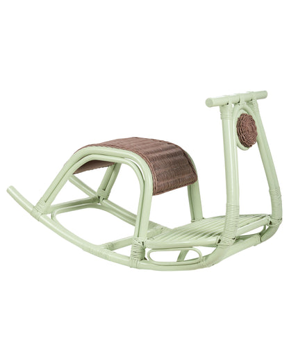 Kids Rocking Chair Light Green Rattan Boho Rustic Patio