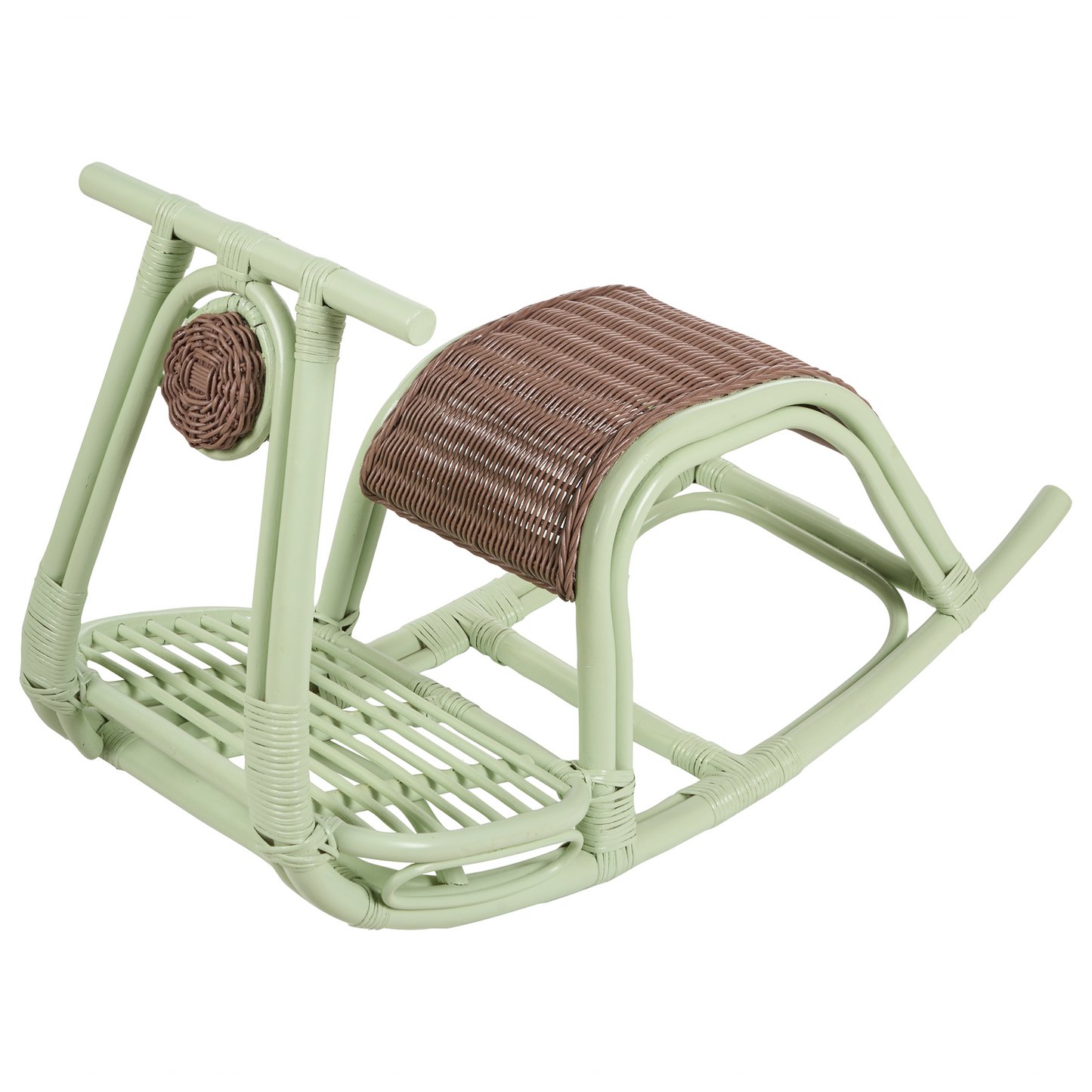 Kids Rocking Chair Light Green Rattan Boho Rustic Patio