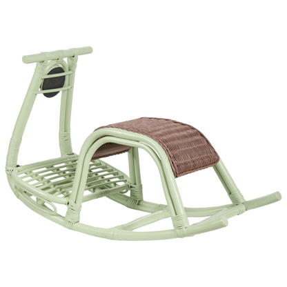 Kids Rocking Chair Light Green Rattan Boho Rustic Patio