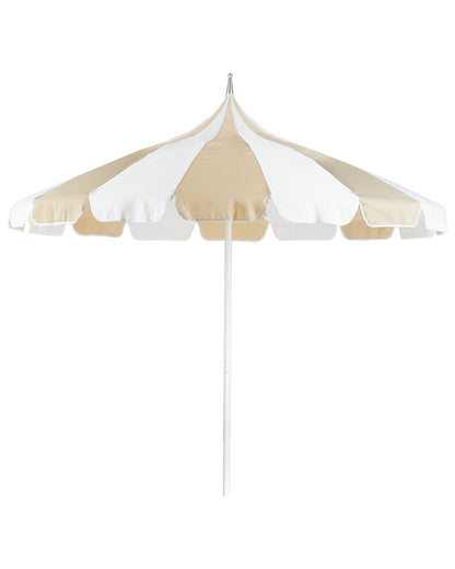 Garden Market Parasol Beige and White Polyester Fabric Aluminium Pole 2.45m UV and Rust Resistant