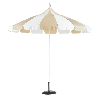 Garden Market Parasol Beige and White Polyester Fabric Aluminium Pole 2.45m UV and Rust Resistant
