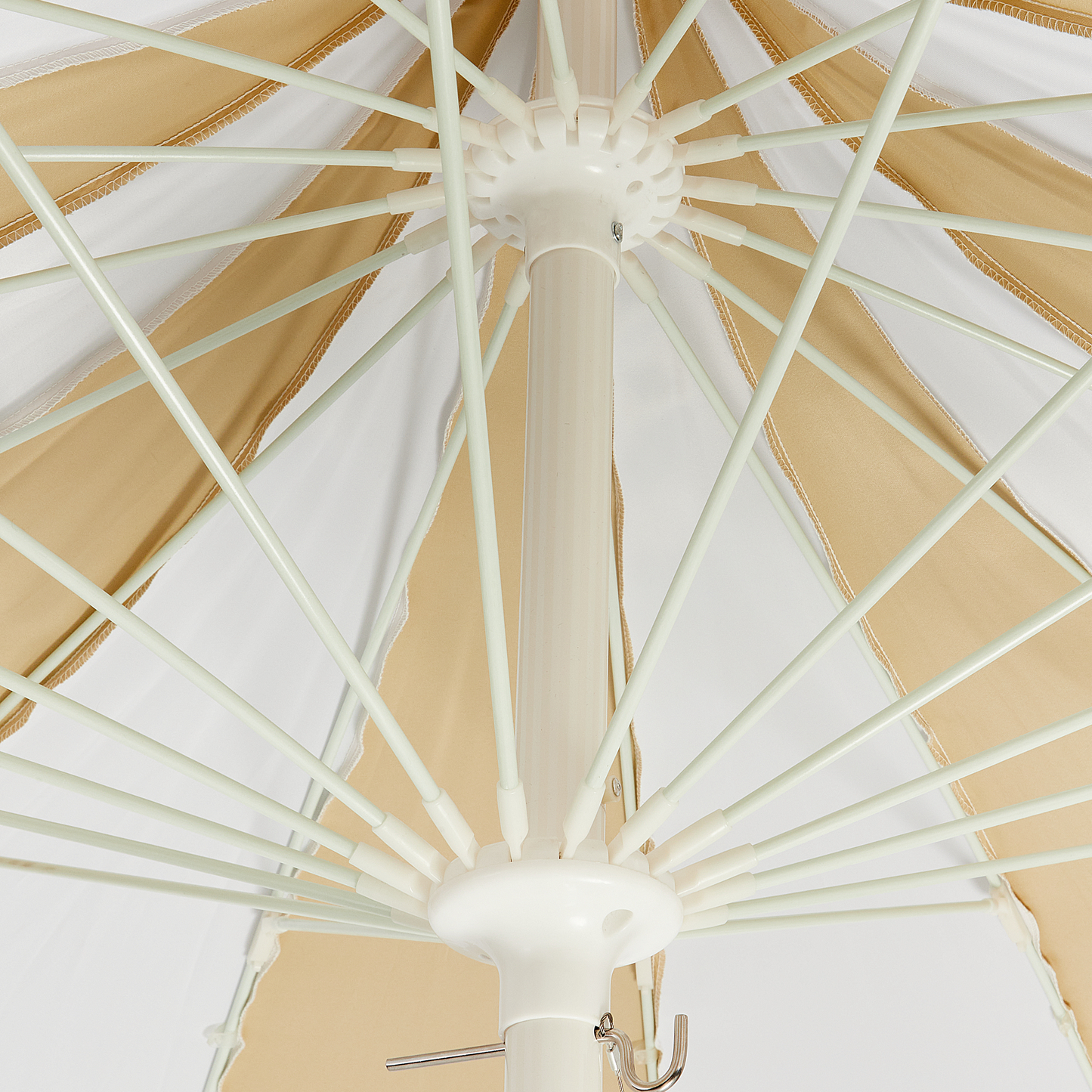 Garden Market Parasol Beige and White Polyester Fabric Aluminium Pole 2.45m UV and Rust Resistant