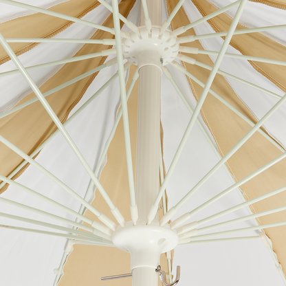 Garden Market Parasol Beige and White Polyester Fabric Aluminium Pole 2.45m UV and Rust Resistant