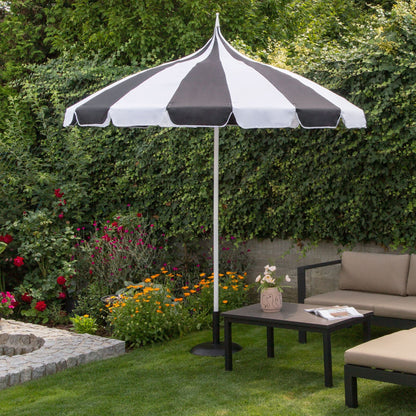 Garden Market Parasol Black White UV Resistant Aluminum Pole 2.45m