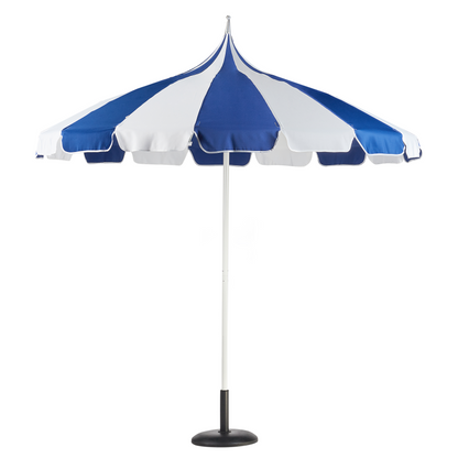 Garden Market Parasol Blue White 2.45m Aluminium Pole