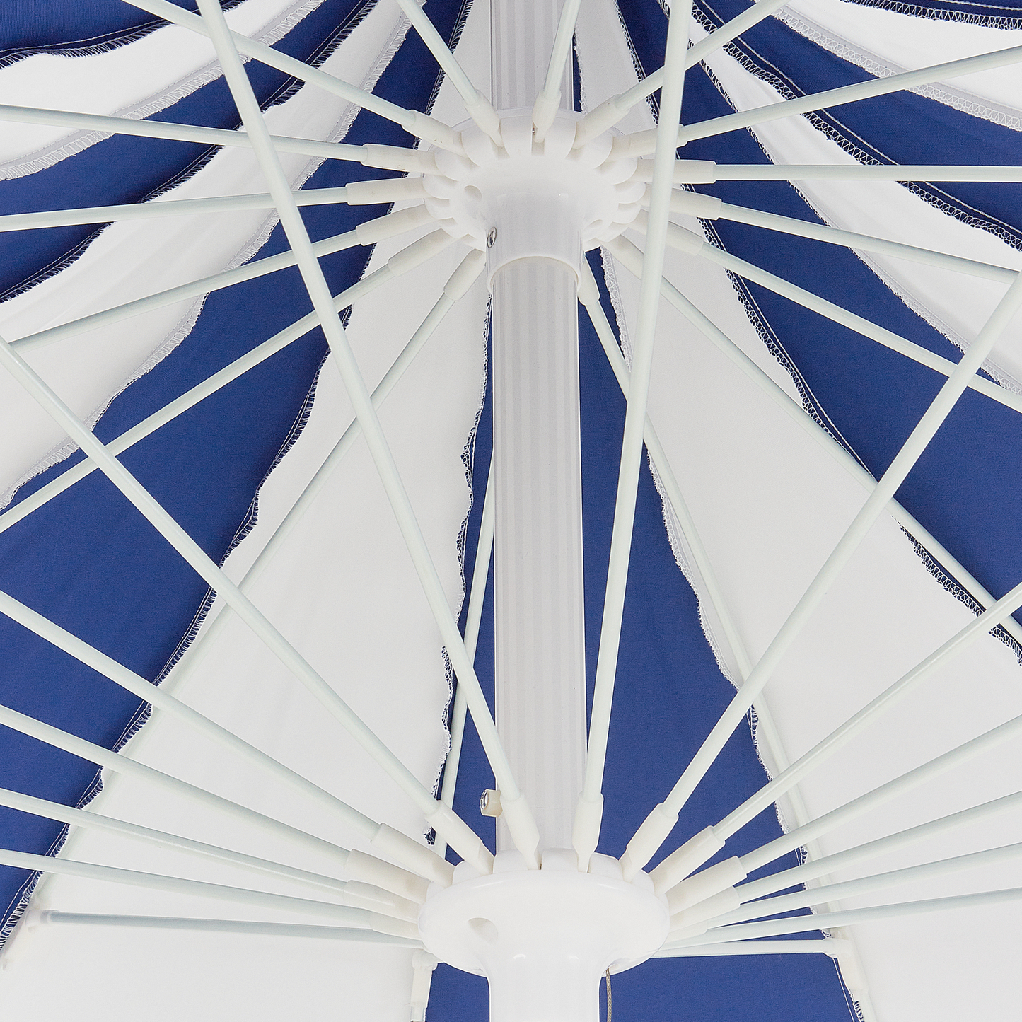 Garden Market Parasol Blue White 2.45m Aluminium Pole