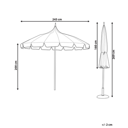 Garden Market Parasol Blue White 2.45m Aluminium Pole