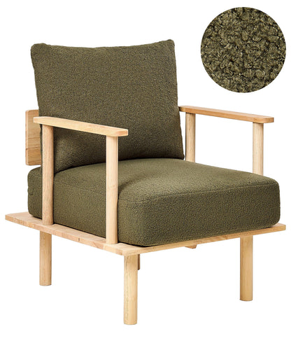 Armchair Dark Green Boucle Japandi Minimalist