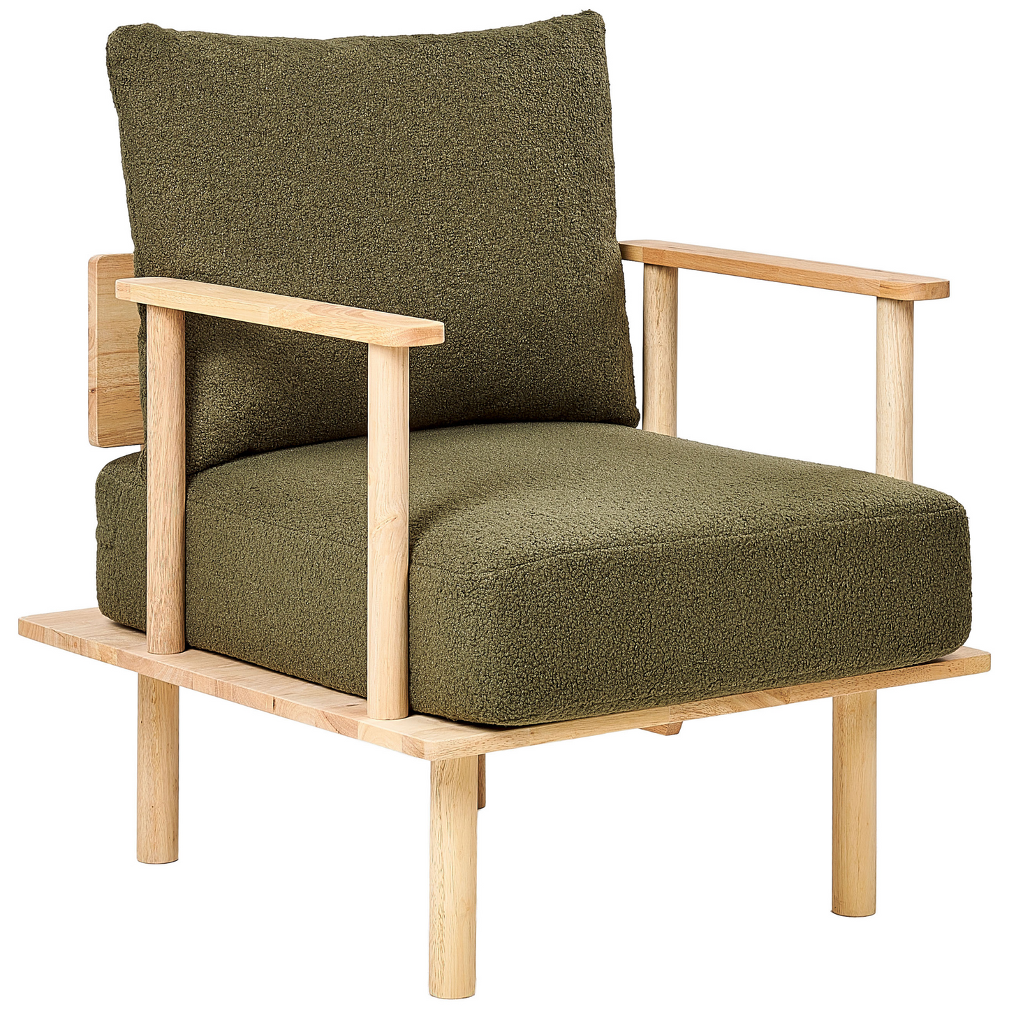 Armchair Dark Green Boucle Japandi Minimalist