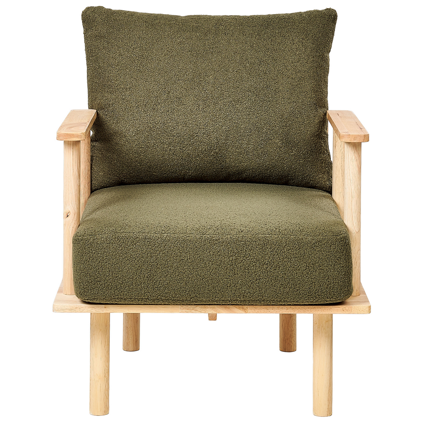 Armchair Dark Green Boucle Japandi Minimalist