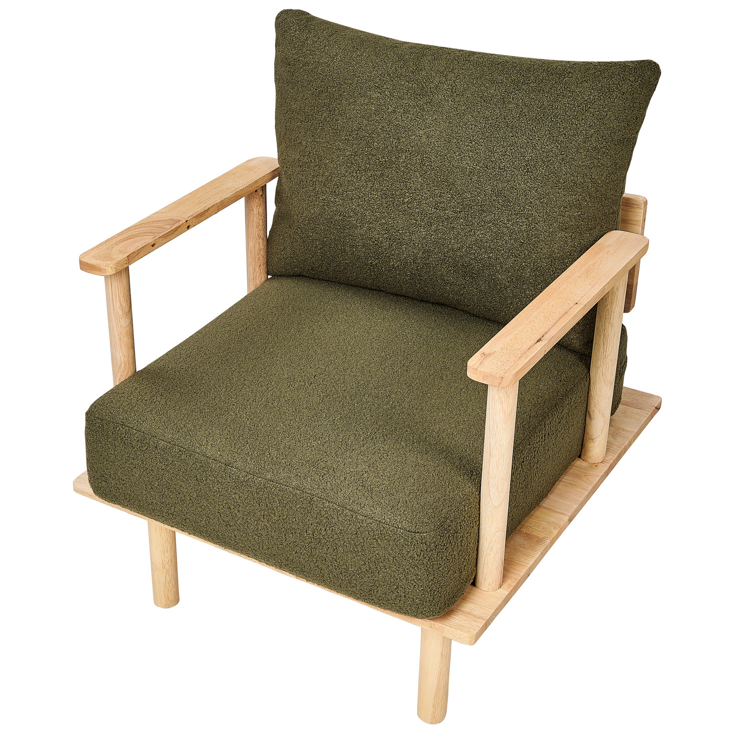 Armchair Dark Green Boucle Japandi Minimalist