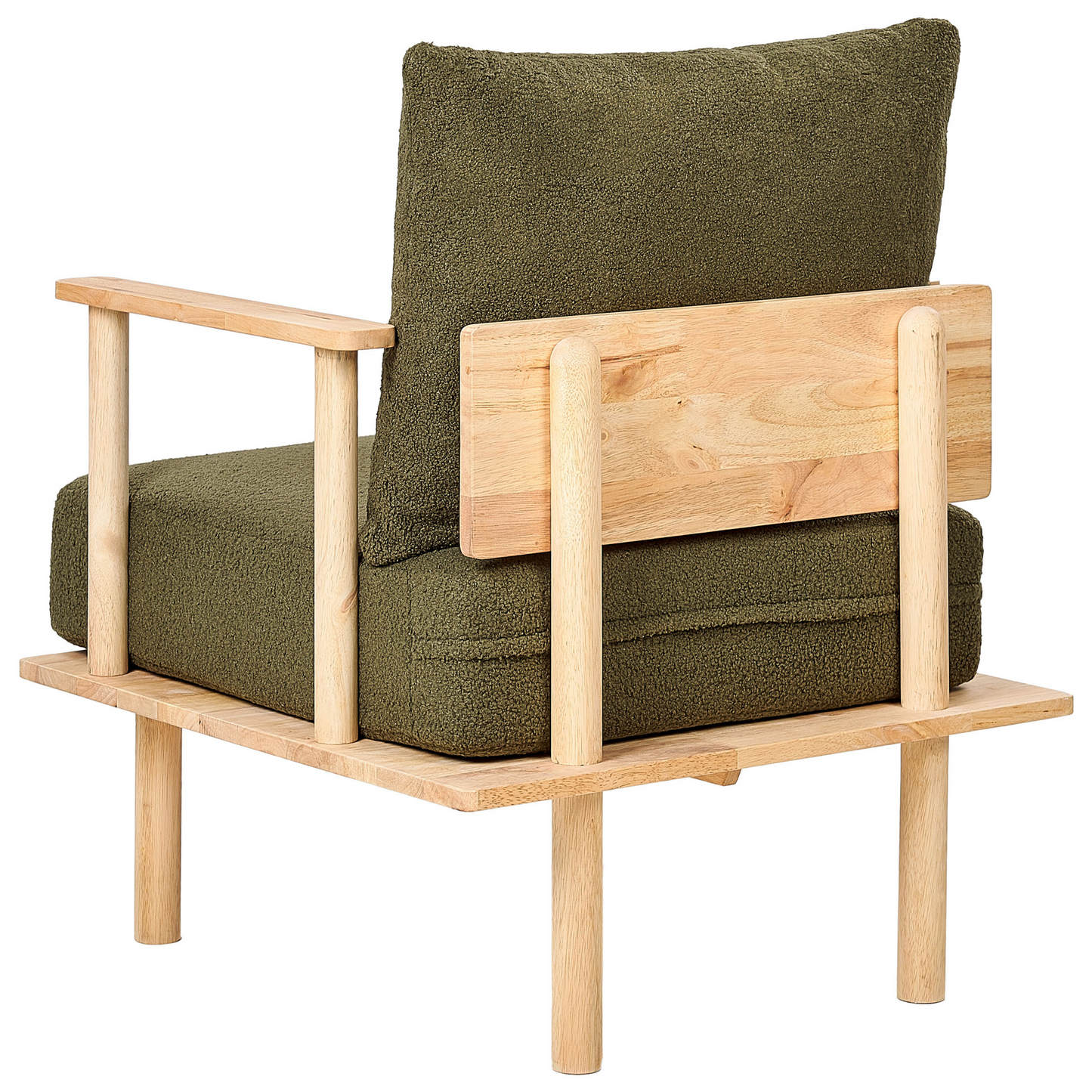 Armchair Dark Green Boucle Japandi Minimalist