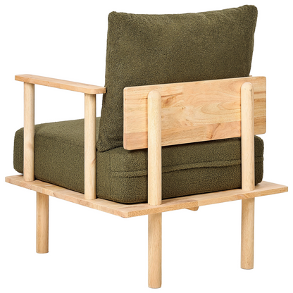Armchair Dark Green Boucle Japandi Minimalist