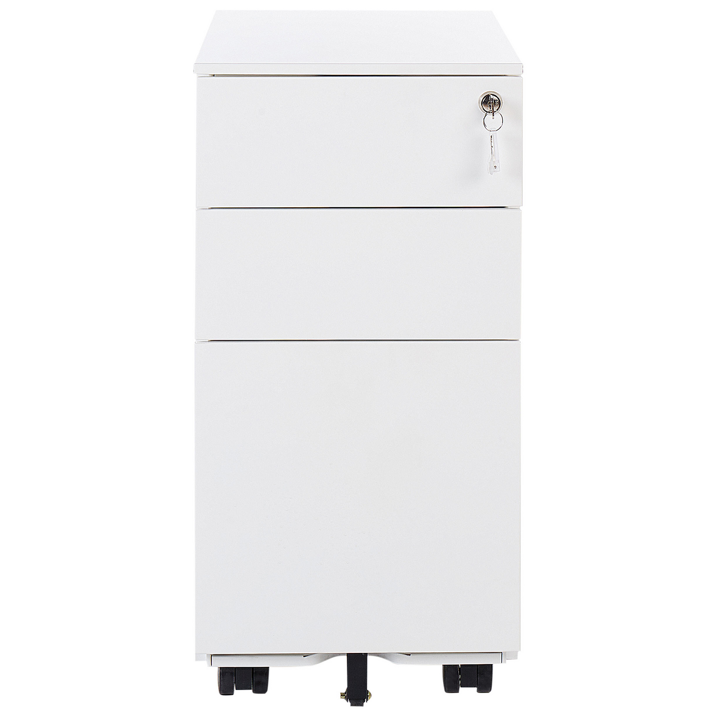 White Metal Storage Cabinet 3 Drawer Key Lock Castors
