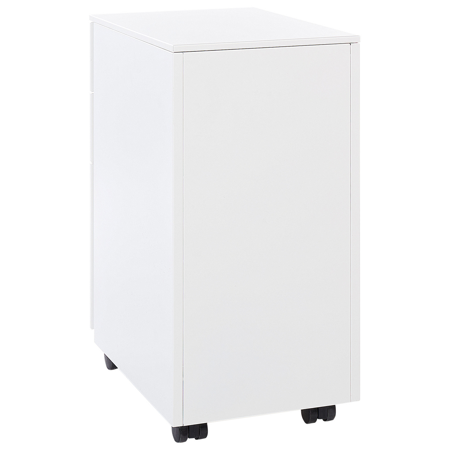 White Metal Storage Cabinet 3 Drawer Key Lock Castors