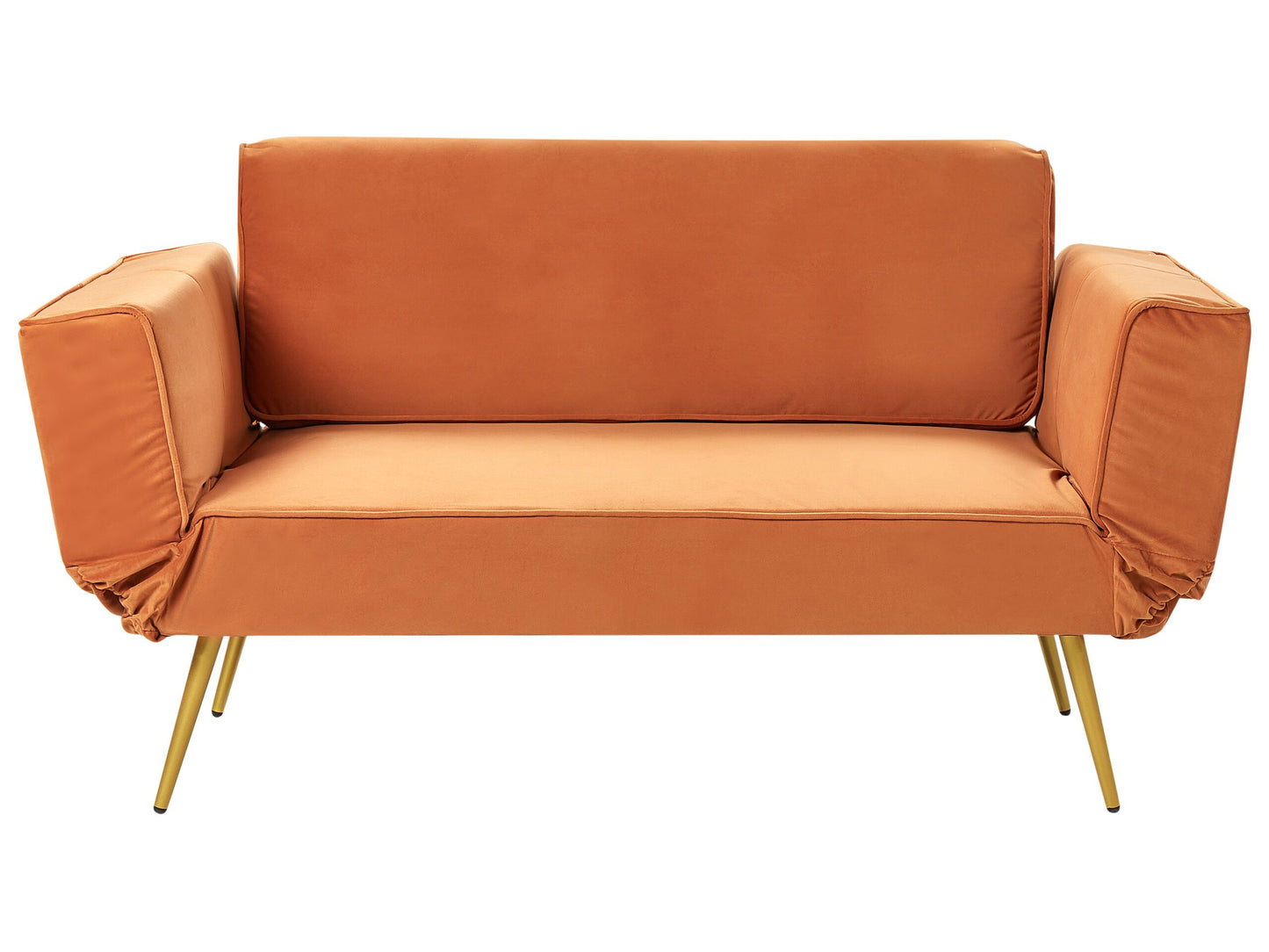 Fabric Sofa Bed Orange With Adjustable Armrests