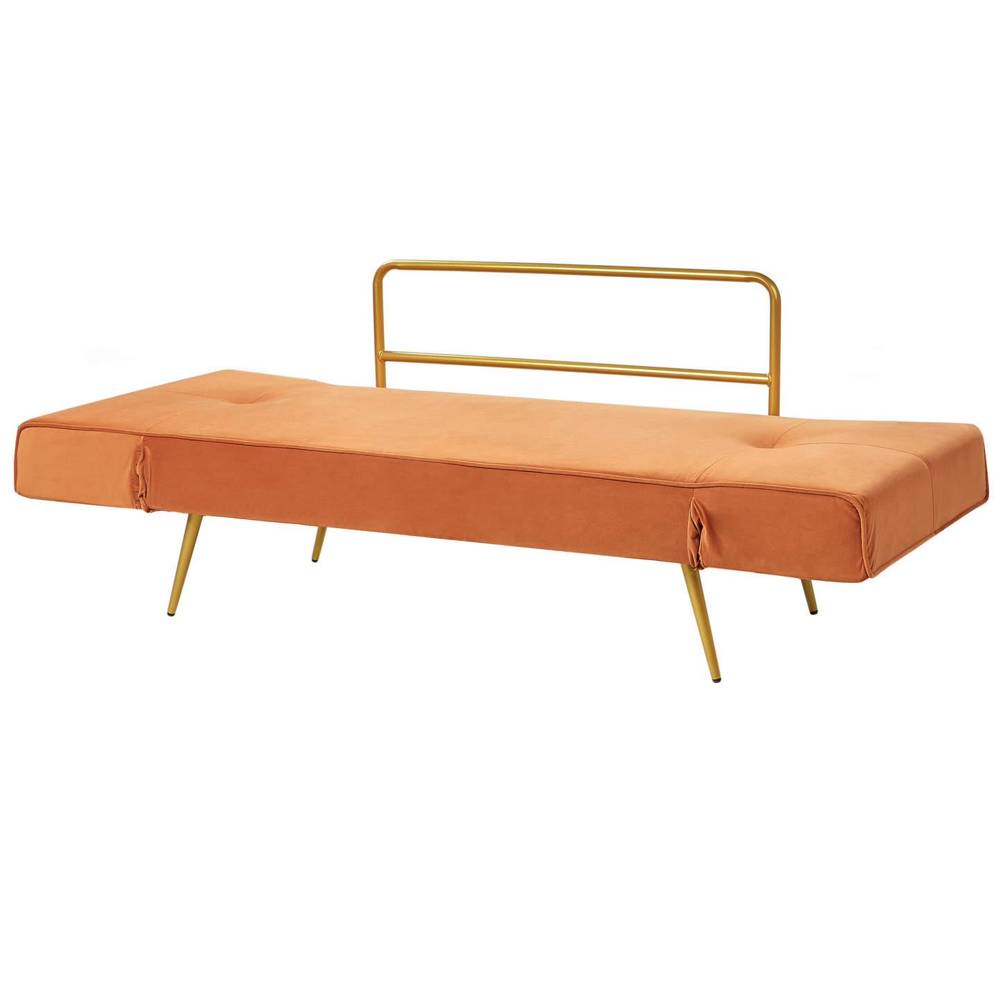 Fabric Sofa Bed Orange With Adjustable Armrests