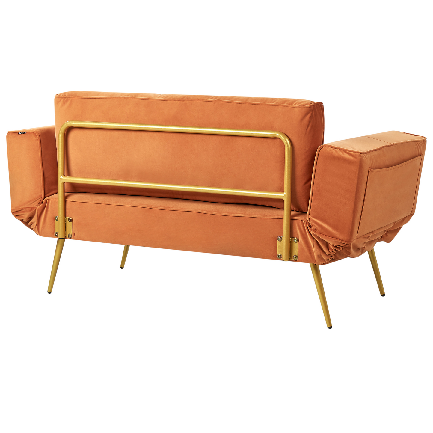 Fabric Sofa Bed Orange With Adjustable Armrests