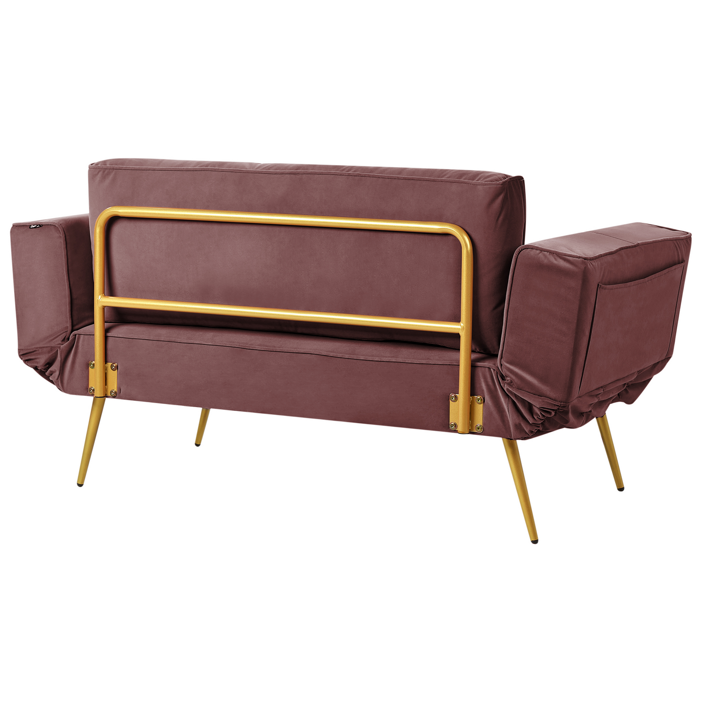 Fabric Sofa Bed Pink With Adjustable Armrests For Living Room Minimalist Comfort