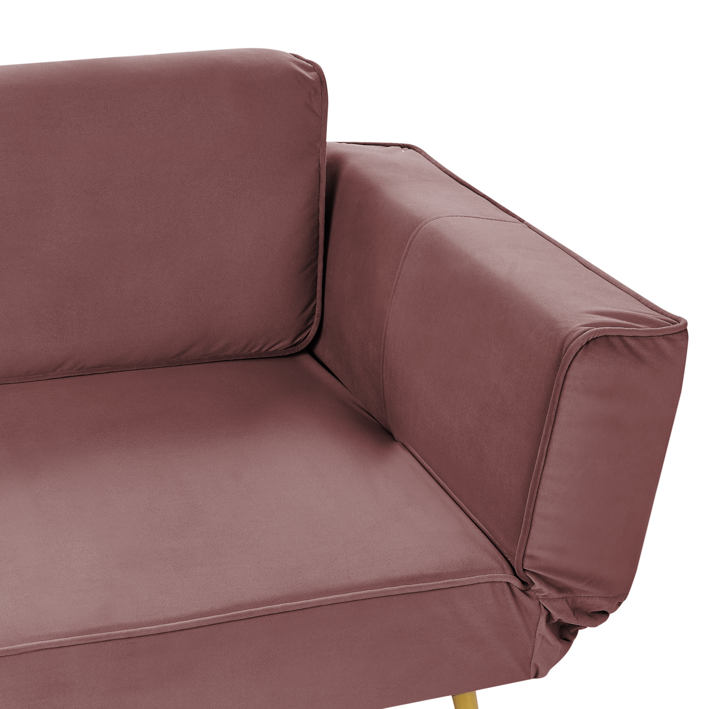 Fabric Sofa Bed Pink With Adjustable Armrests For Living Room Minimalist Comfort