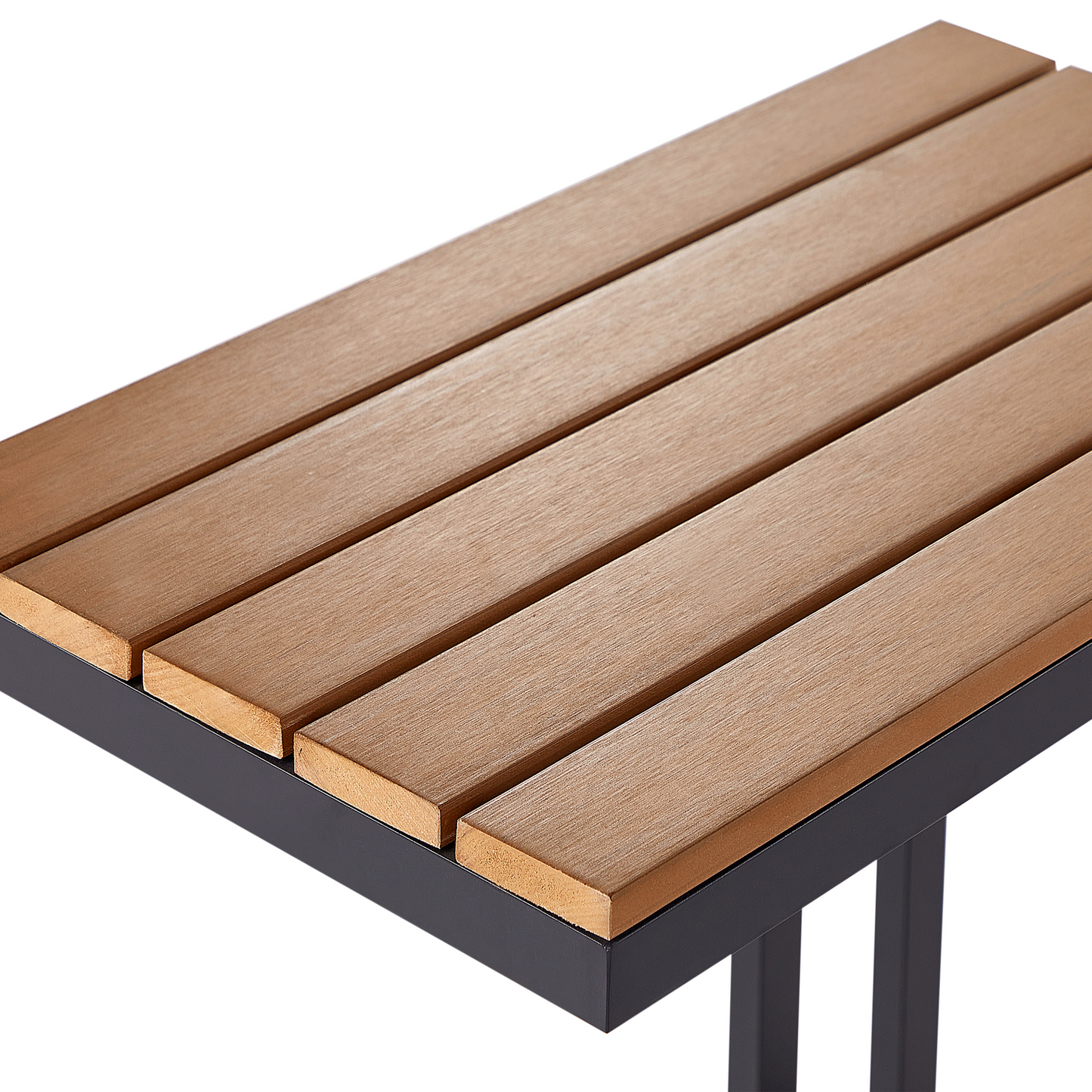 Side Table Light Plastic Wood Top Aluminum Frame
