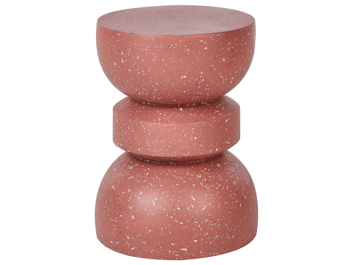 Accent Red Terrazzo Side Table Hourglass Round 37cm UV Wind Water Resistant Fiberglass
