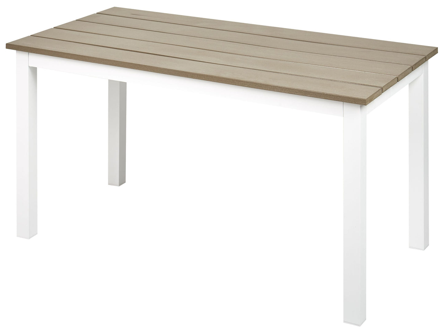Coffee Table Plastic Wood Top White Aluminum Frame 96 x 52