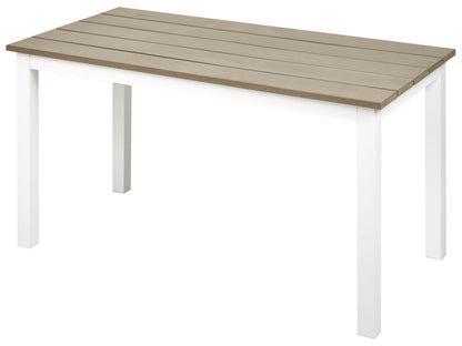 Coffee Table Plastic Wood Top White Aluminum Frame 96 x 52