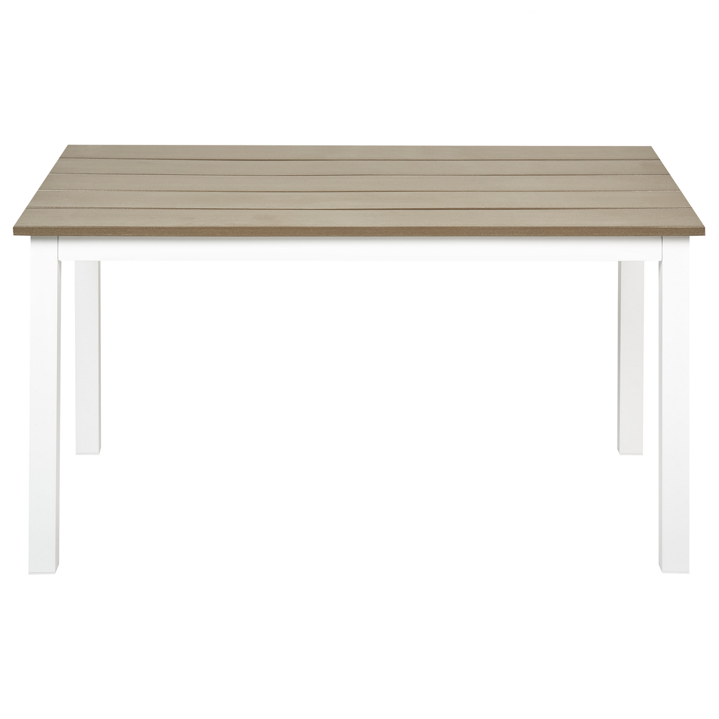 Coffee Table Plastic Wood Top White Aluminum Frame 96 x 52
