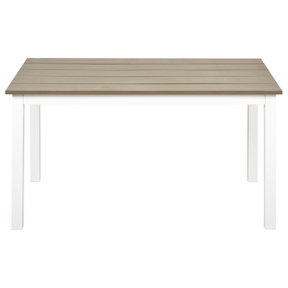 Coffee Table Plastic Wood Top White Aluminum Frame 96 x 52