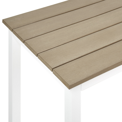 Coffee Table Plastic Wood Top White Aluminum Frame 96 x 52