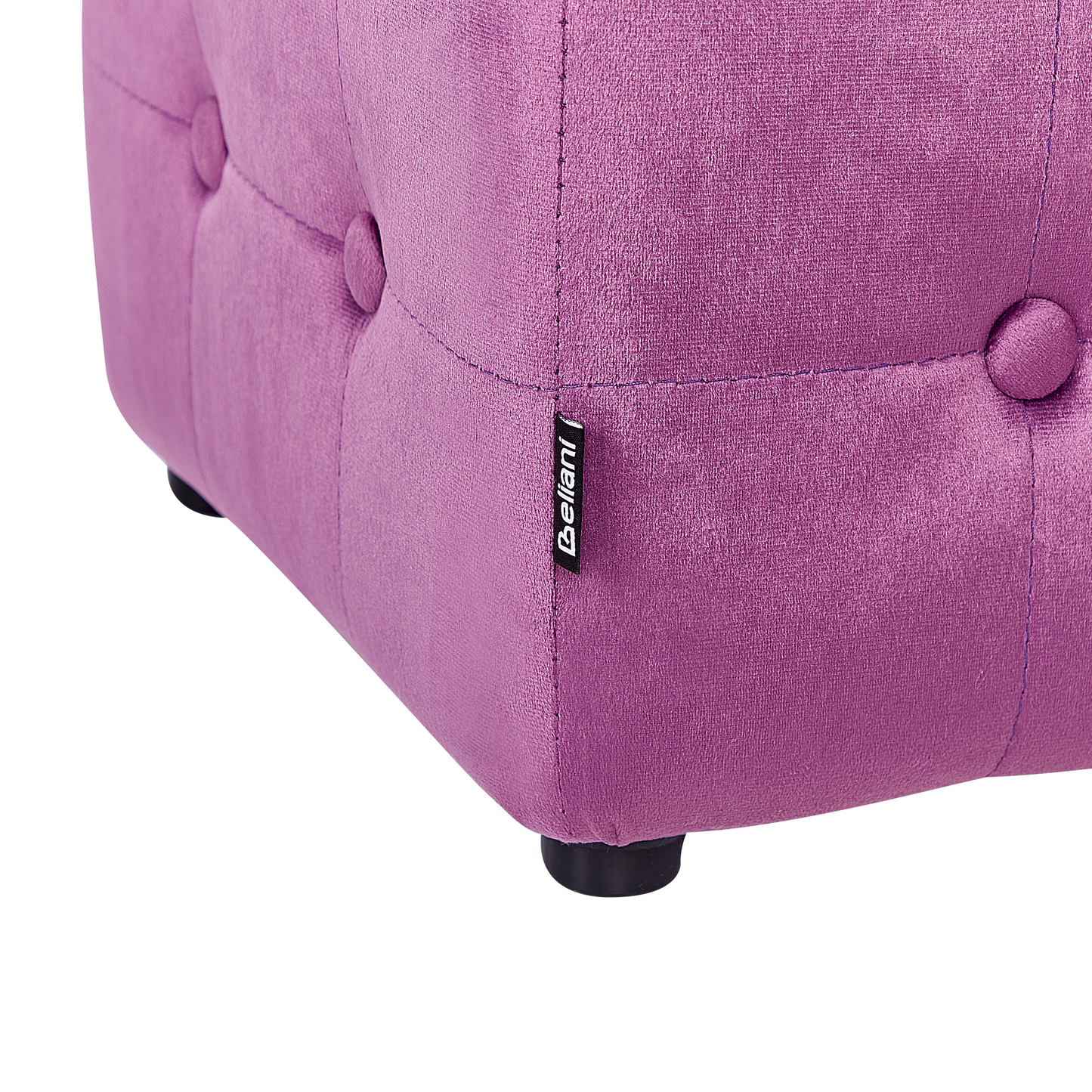 Purple Velvet Cube Footstool With Button Tufting