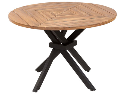 Garden Dining Table Acacia Round Top 110cm Slatted Design