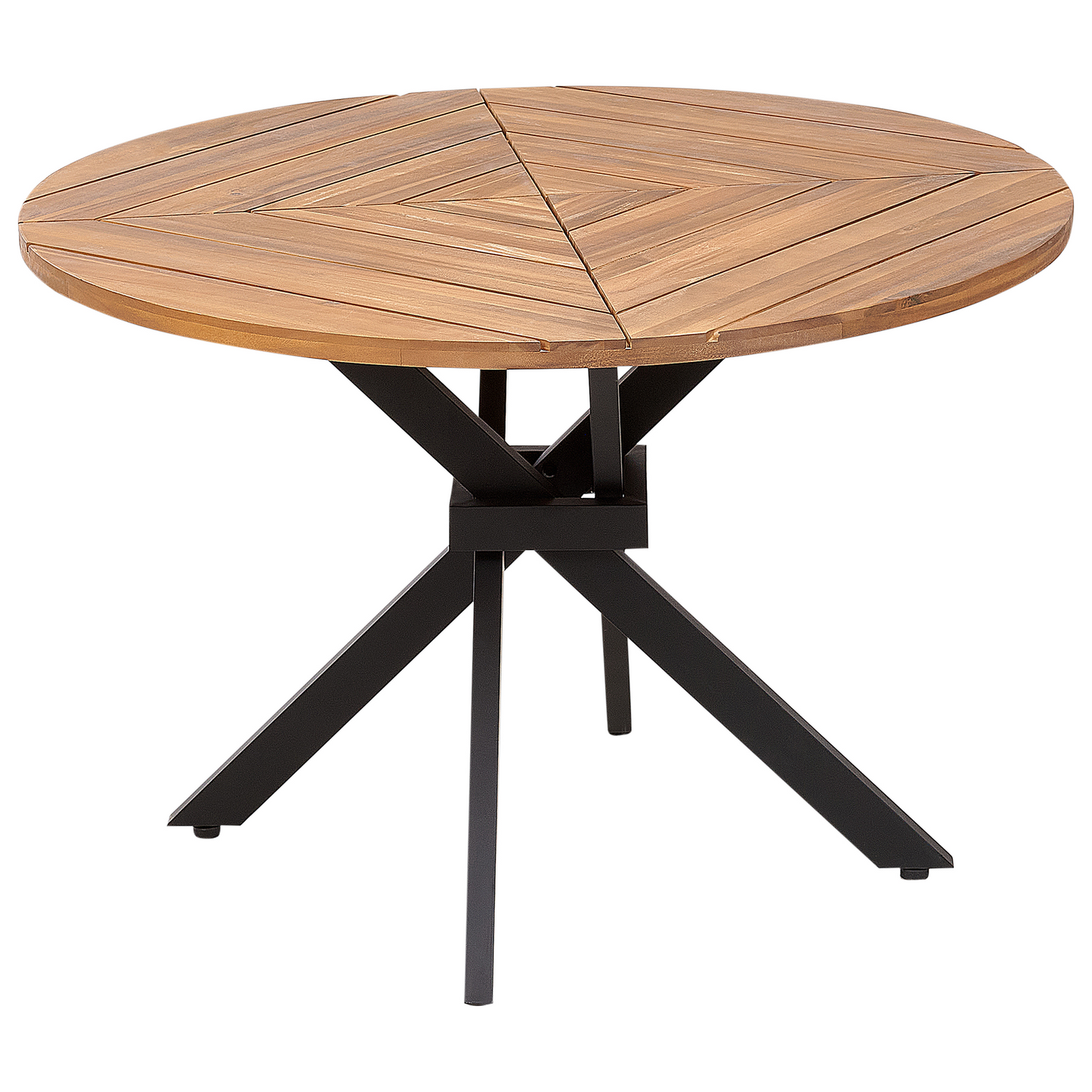 Garden Dining Table Acacia Round Top 110cm Slatted Design