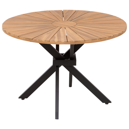Garden Dining Table Light Brown Acacia Round Top 110cm