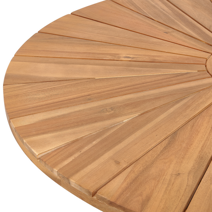 Garden Dining Table Light Brown Acacia Round Top 110cm