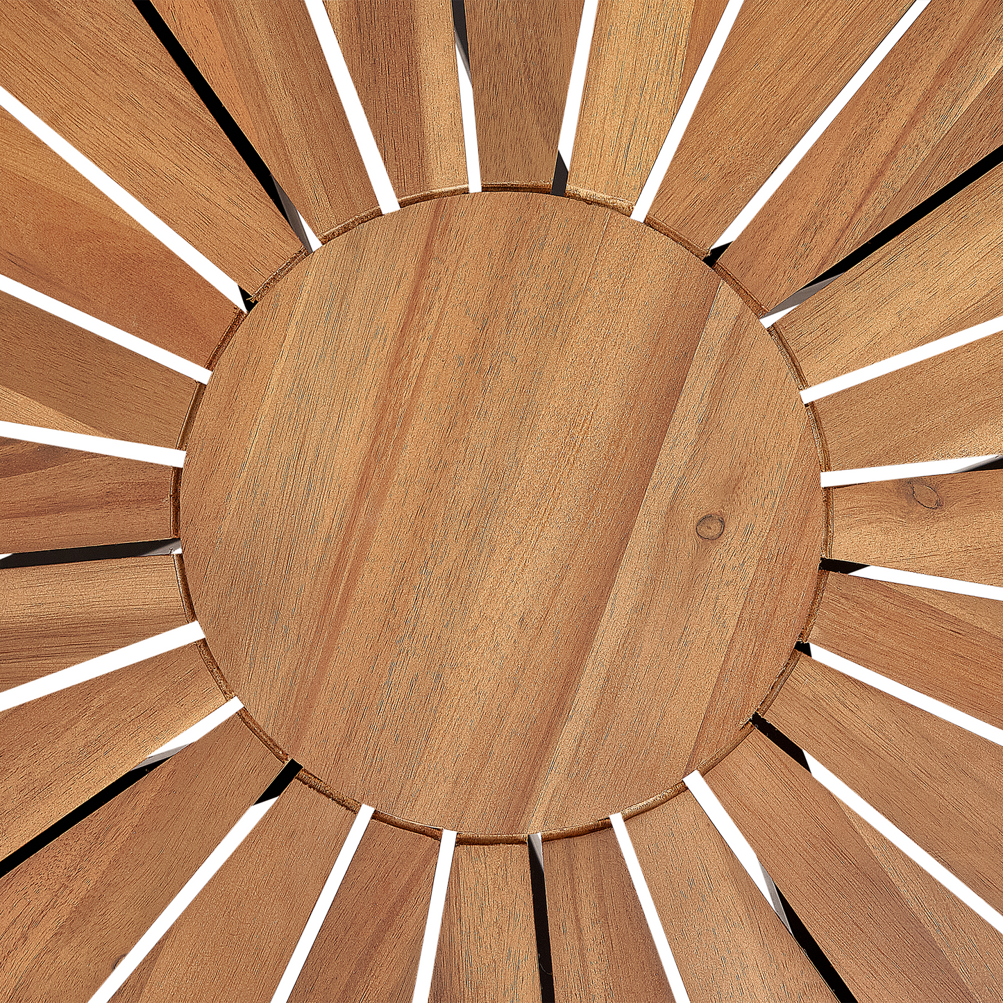 Garden Dining Table Light Brown Acacia Round Top 110cm