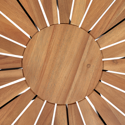 Garden Dining Table Light Brown Acacia Round Top 110cm