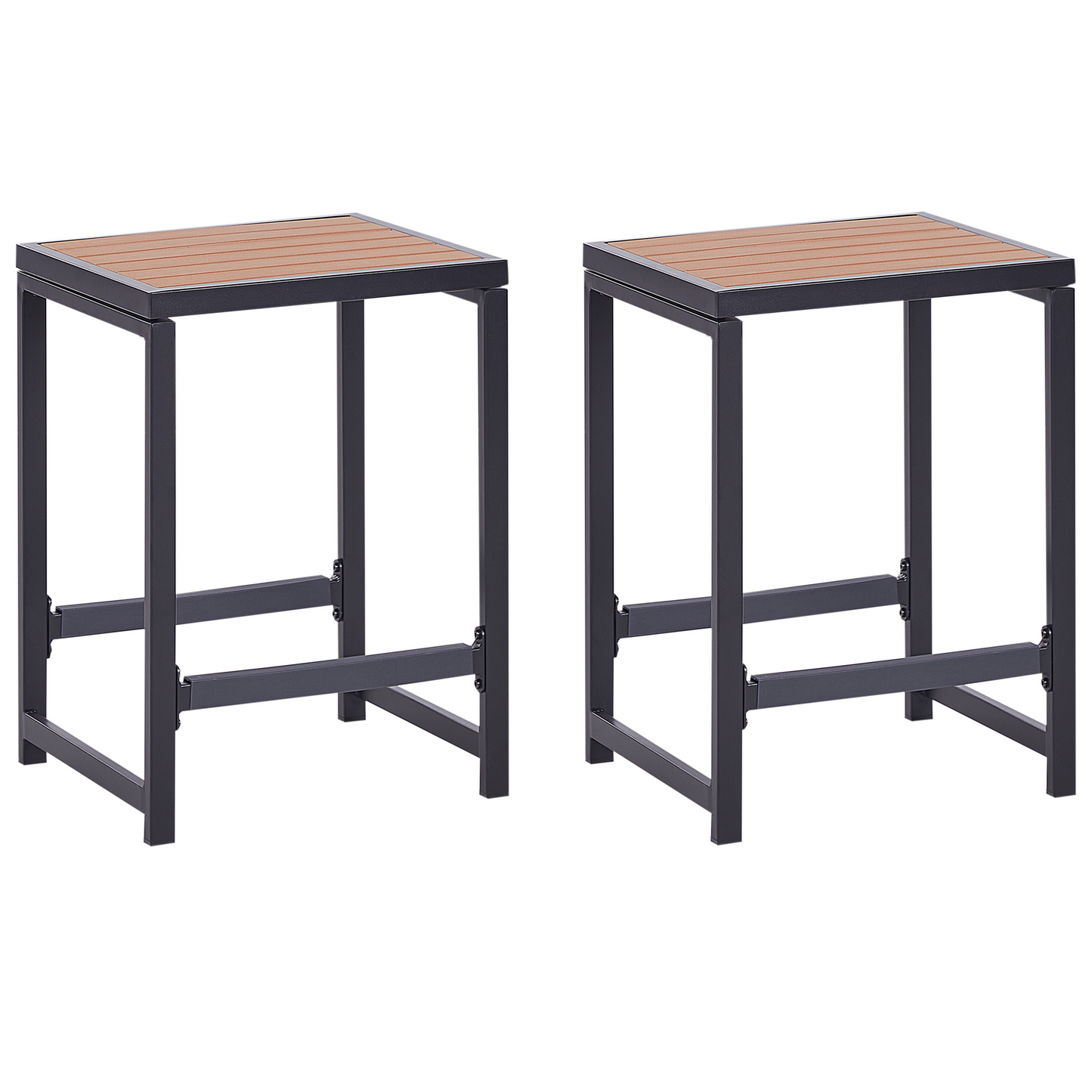 Polywood Garden Stool Matte Black Steel Base Modern Patio Footstool