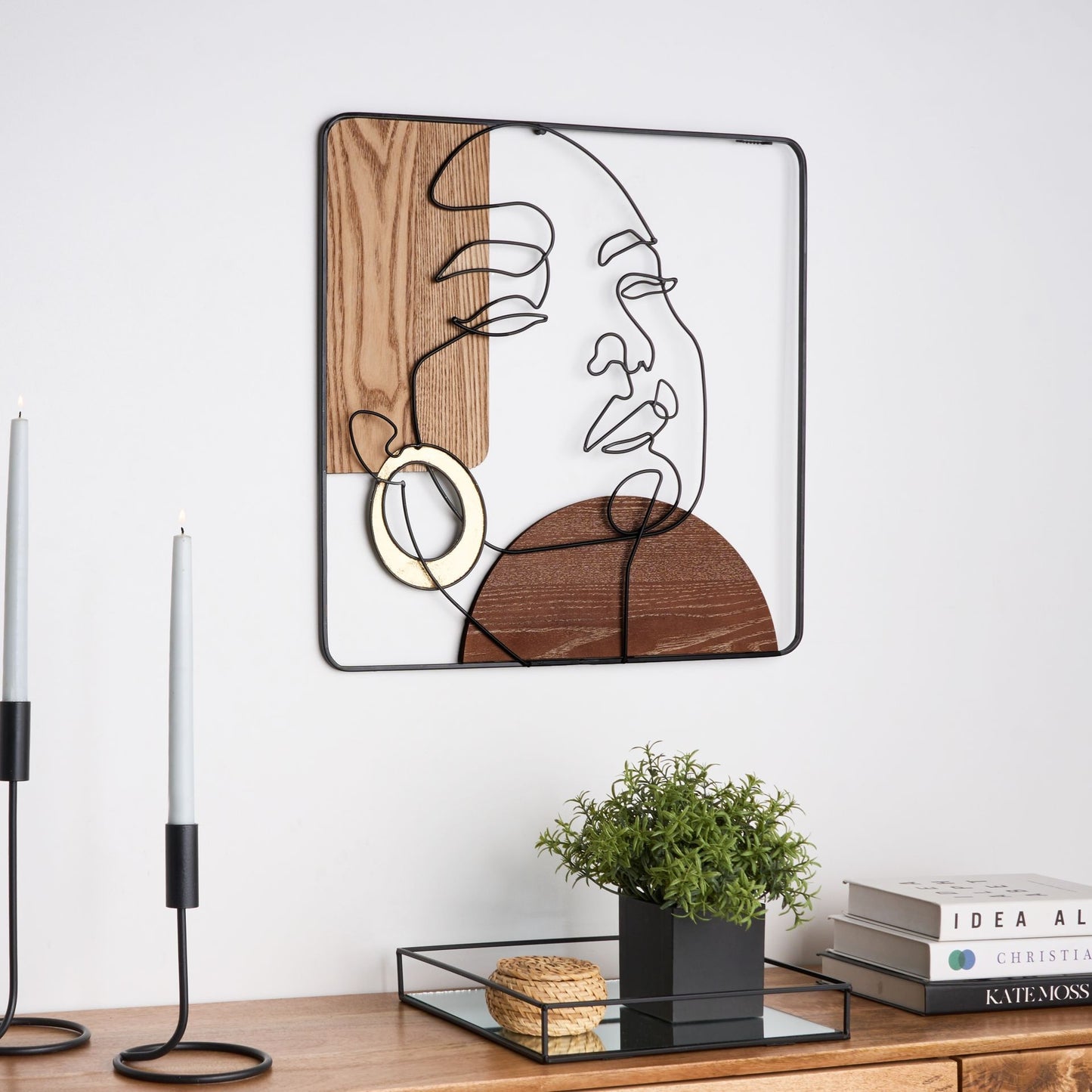 LuxeHome Wall Decor Brown Iron MDF 50 X 50 Minimalist Handmade Art
