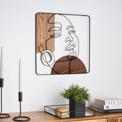LuxeHome Wall Decor Brown Iron MDF 50 X 50 Minimalist Handmade Art